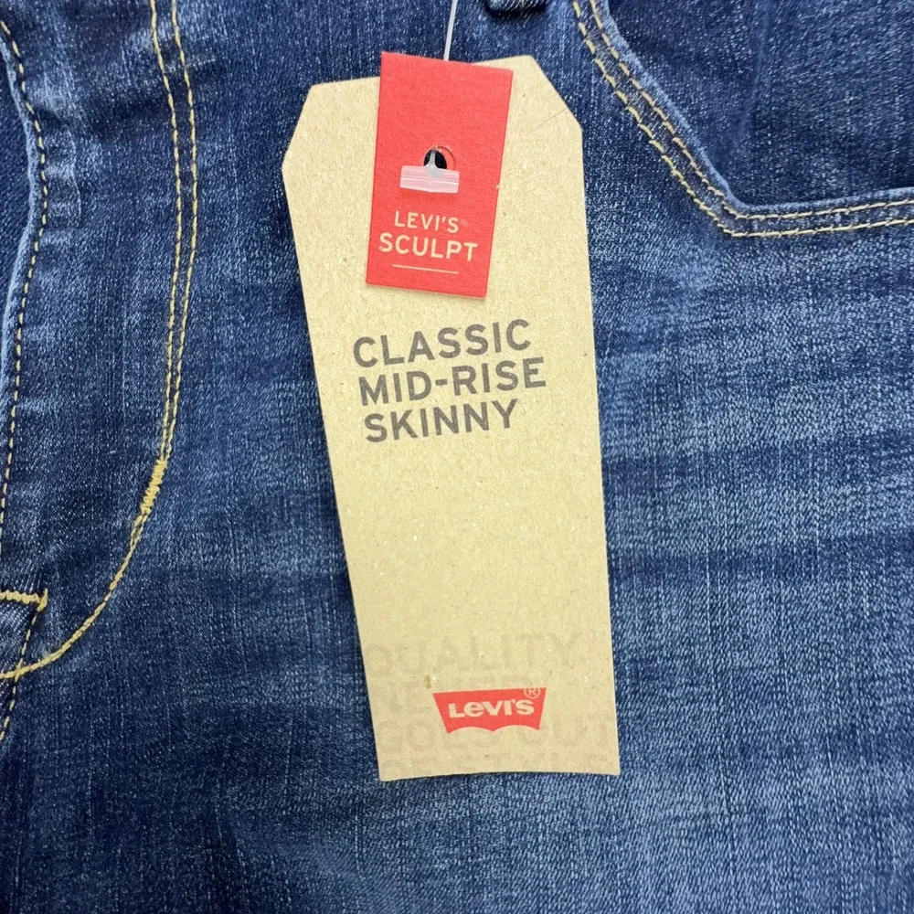 Levis Classic Mid-Rise Skinny Jeans Women 14 Medium W32 L32 Blue Denim 585750166 - Picture 7 of 9